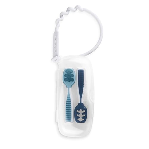 NumNum Baby Spoon Set BlueNavy for Ages 6 Months BLW Travel Set