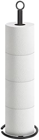 Sturdy Free-Standing Toilet Paper Holder Stand Black Matte