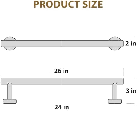 Matte Black Towel Bar 24-inch Hangers