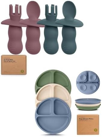 Perfect for infants KeaBabies Silhouette Utensils and Suction Plates