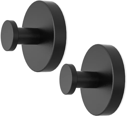 STWWO Suction Cup Towel Hook 2 Pack Matte Black
