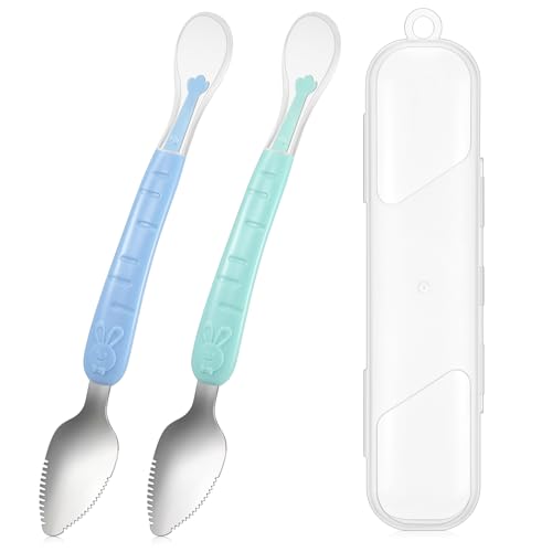 Safe Silicone Baby Spoon With Blue Cyan