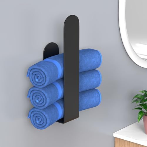 HUFEEOH Stainless Steel Hand Towel Holder Black Self-Adhesive