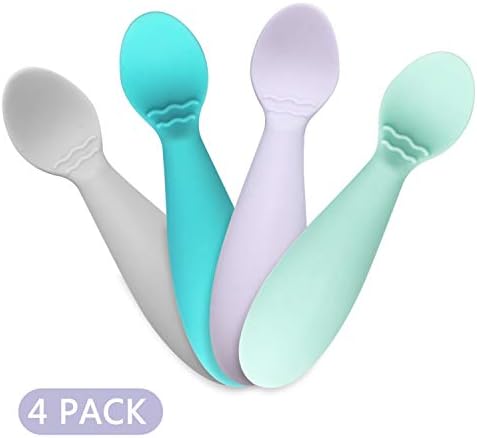 PandaEar 4-Pack BPA-Free Spoons Soft Silicone Ergonomic Self-Feeding
