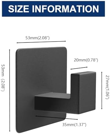 VAEHOLD Heavy Duty Adhesive Wall Hooks for Bathroom Kitchen - Black Pair