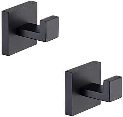 TASTOS Rust-Resistant Bath Towel Hooks Stainless Steel 2-Pack Black