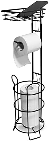 Black Retro Toilet Paper Holder with Storage System