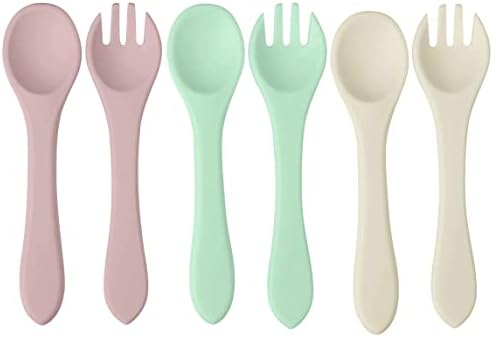 PandaEar Silicone Baby Utensils 6 Pack Self-Feeding Set