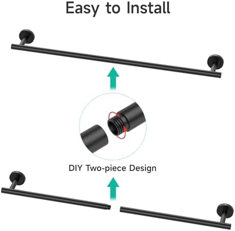 Modern Matte Black Towel Bar Space-Saving Bathroom Hardware for Daily Use