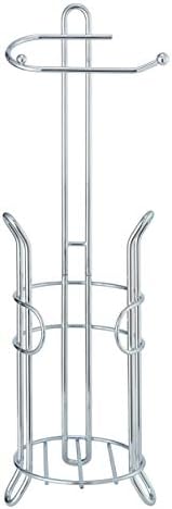 Sturdy Chrome Toilet Paper Holder with Reserve Space Durable Space-Saving