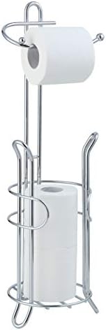 Sturdy Chrome Toilet Paper Holder with Reserve Space Durable Space-Saving