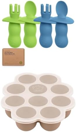 4-Pack Silicone Baby Utensils Set with Freezer Tray
