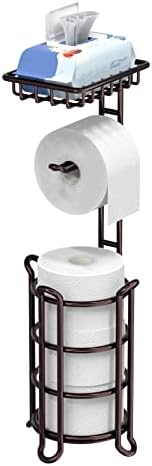 TreeLen Toilet Paper Holder with Shelf and Backup Storage - Bronze