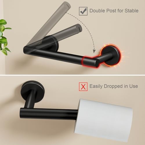Sturdy Black Toilet Paper Holder Wall-Mounted Organizer