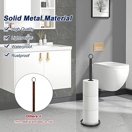 Sturdy Free-Standing Toilet Paper Holder Stand Black Matte