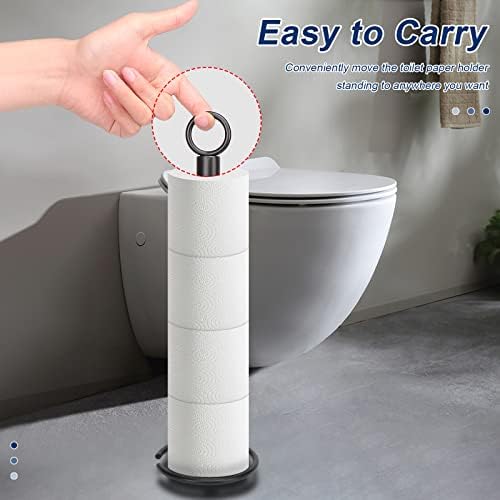 Sturdy Free-Standing Toilet Paper Holder Stand Black Matte