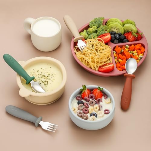 DRKIO 8 Piece Toddler Utensils Set with Anti-Choke Design