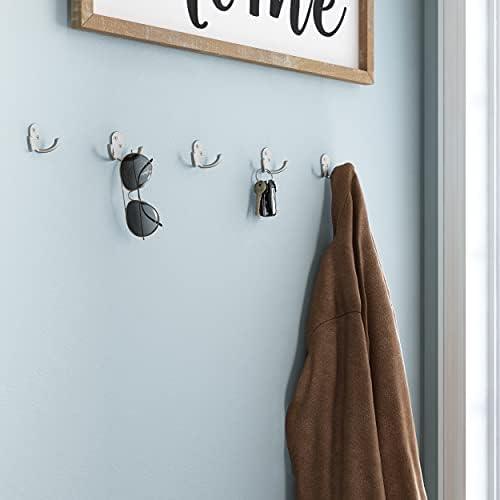5-Pack Matte Nickel Double Wall Hooks for Coats More