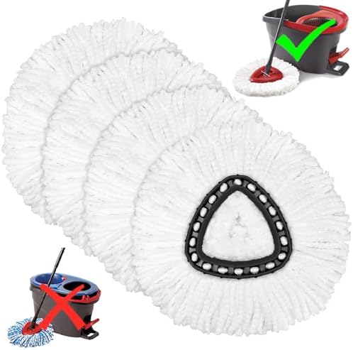 4-Pack Mop Heads Replacement for O-Ceda Easy Wrin Spin Mop