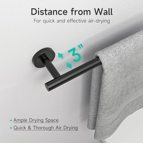 Modern Matte Black Towel Bar Space-Saving Bathroom Hardware for Daily Use