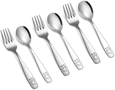 Pimoys 6-Piece Toddler Flatware Set Stainless Steel Silverware for Kids