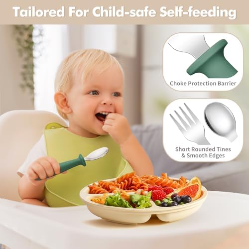 DRKIO 8 Piece Toddler Utensils Set with Anti-Choke Design