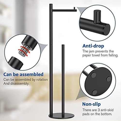 Elegant Black Toilet Paper Holder Stand for Bathroom
