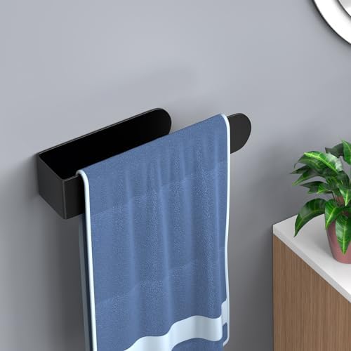 HUFEEOH Stainless Steel Hand Towel Holder Black Self-Adhesive