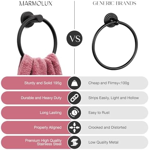 Marmolux ACC Matte Black Towel Ring