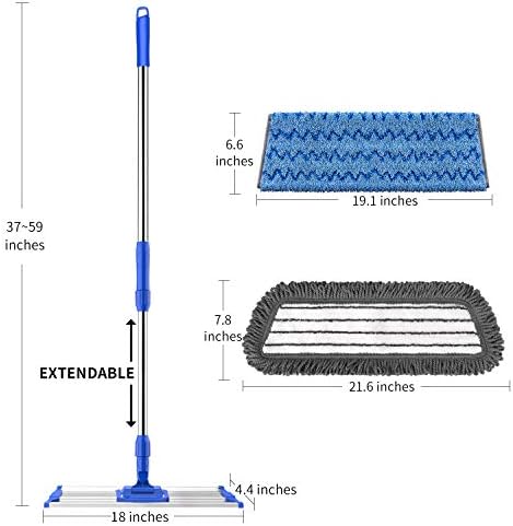 Durable 18-inch Mop with Microfiber Pads