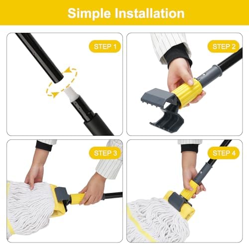 KeFanta Yellow Clamp Mop Handle Durable Easy to Install