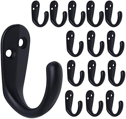 IBosins 15PCS Robe Hook Coat Hooks with Screws Black