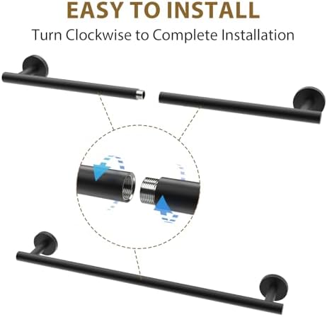 Matte Black Towel Bar 24-inch Hangers
