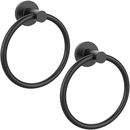 Z-TIISON Modern Luxury Matte Black 2-Pack Stainless Steel Towel Ring