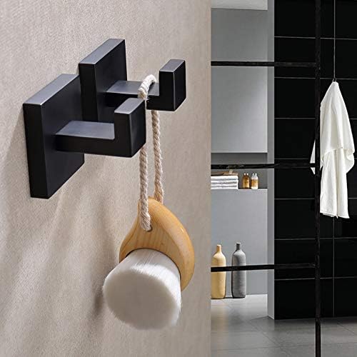 TASTOS Rust-Resistant Bath Towel Hooks Stainless Steel 2-Pack Black