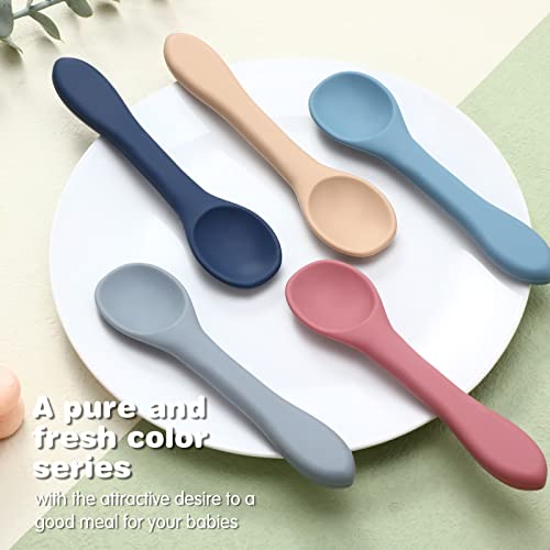 5-Piece Baby Silicone Spoons Set Soft and Gentle for Babies