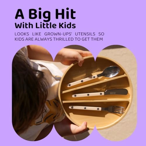 Stainless Steel Flatware Set with Bamboo Organizer for Kids