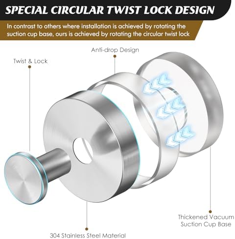 Sleek Durable Suction Cup Shower Hooks Silver