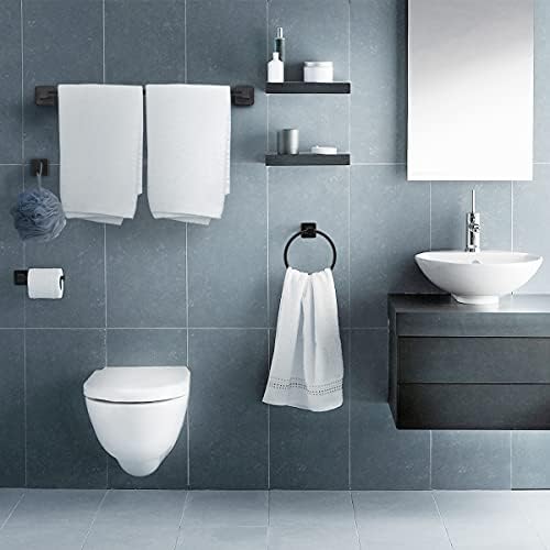 Bathroom Hardware Set 4 Pieces - Sturdy Stainless Steel Matte Black Towel Bar Set