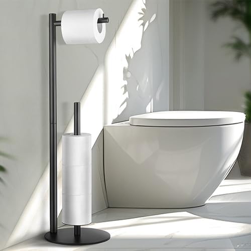 HHAOLUDUOSturdy Toilet Paper Holder Stand w 4 Rolls Capacity Non-Slip Base