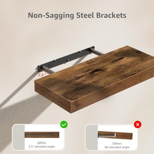QEEIG - Rustic Brown Bathroom Floating Shelves
