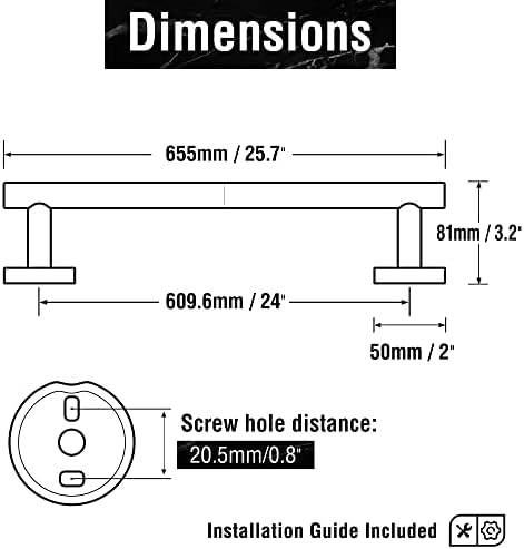 HITSLAM Brushed Nickel 257-Inch Wall-Mounted Towel Bar for Bathroom