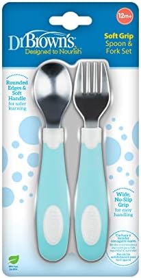 Dr Browns Designed to Nourish Soft-Grip Spoon and Fork Set Teal