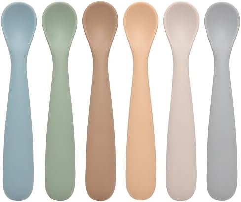 Eascrozn 6-Piece Silicone Baby Spoons Soft Safe for Self-Feeding