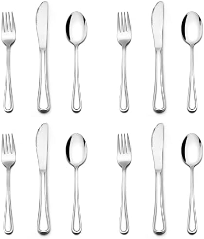 E-far 12-Piece Kids Safety Flatware Stainless Steel Set for Preschoolers