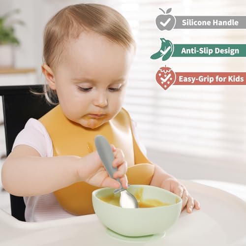 DRKIO 8 Piece Toddler Utensils Set with Anti-Choke Design