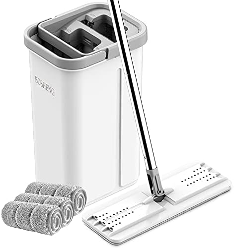 Hands-Free Flat Floor Mop Set with 3 Washable Pads