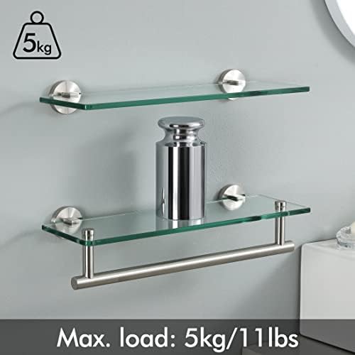 KES 16-Inch Tempered Glass Shelf Stainless Steel