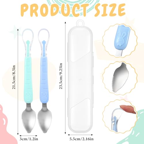 Safe Silicone Baby Spoon With Blue Cyan