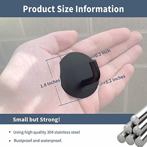 Sturdy Black Adhesive Wall Hooks Waterproof for Showers Bathrooms and More